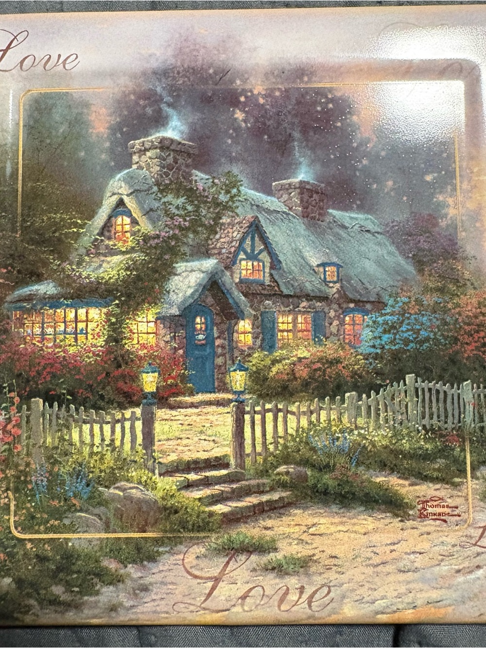 Thomas Kinkade “LOVE” Wall Decor Plaque With Certificate of Authenticity